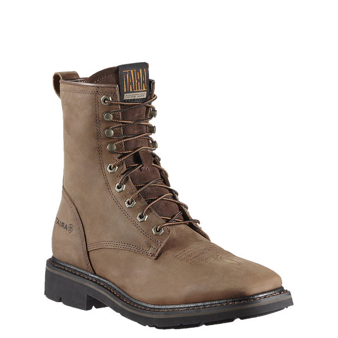 Ariat Mens Cascade Alamo 8 Inch Lace Up Square Toe Soft Toe Work Boot
