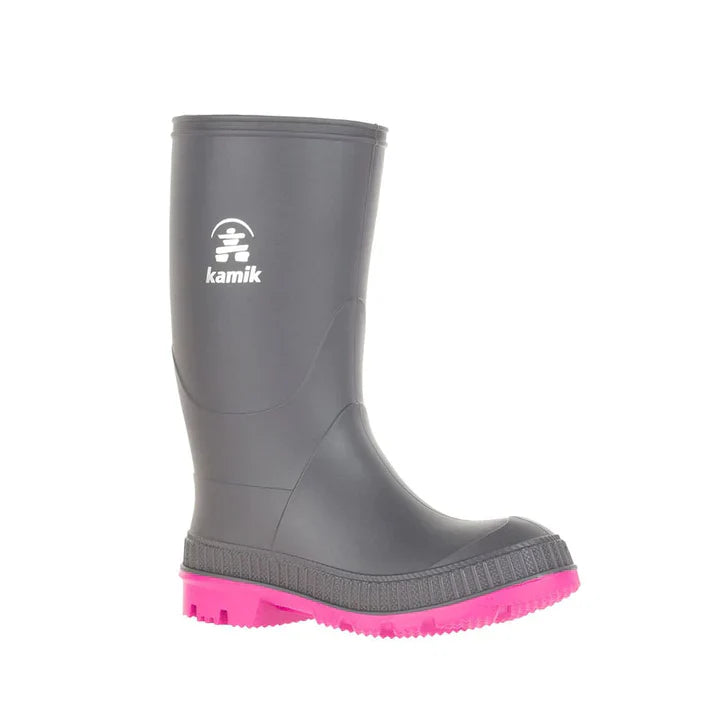 Kamik Youth Stomp Rain Boot Charcoal/Magenta