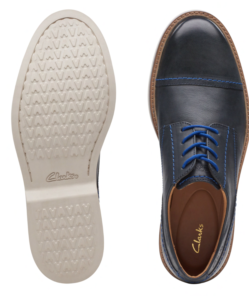 Clarks navy leather on sale