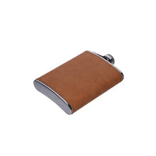 Load image into Gallery viewer, Leatherette Flask Caramel 8 Oz Cap