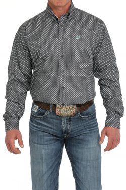 Cinch Men's Geometric Print Button Down Western Shirt - Grey