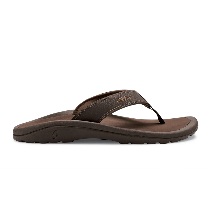 Okukai Mens Ohana Leather Waterproof Flip Flop Dark Java Rey