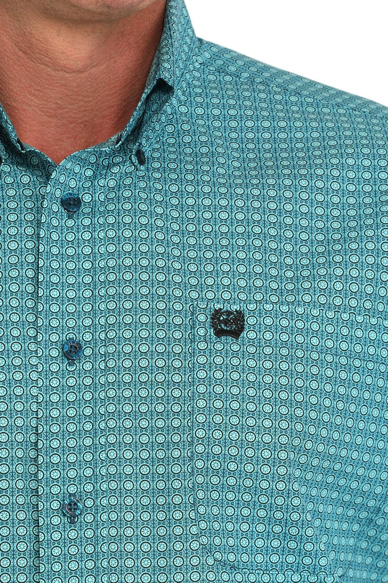 Cinch Men's Medallion Print Button Down Western Shirt - Turquoise
