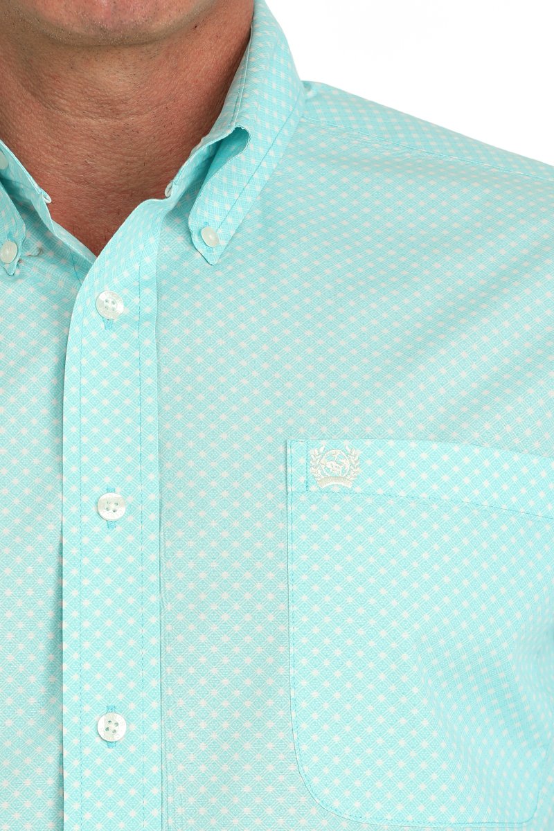 Cinch Men's Geometric Print Button Down Western Shirt - Turquoise