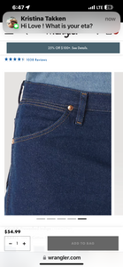 WRANGLER COWBOY CUT ORIGINAL FIT JEAN PREWASHED INDIGO