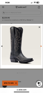 ARIAT WMNS JENNINGS STRETCH FIT WESTERN  BOOT BLACK DEERTAN