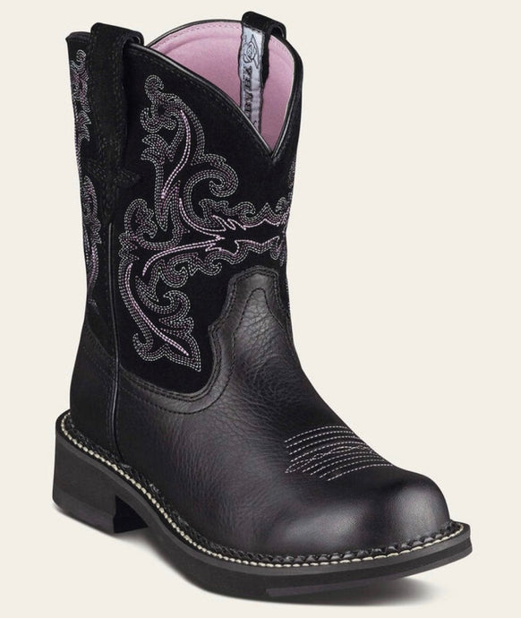 ARIAT WMNS FATBABY 2  WESTERN BOOT BLACK DEERTAN