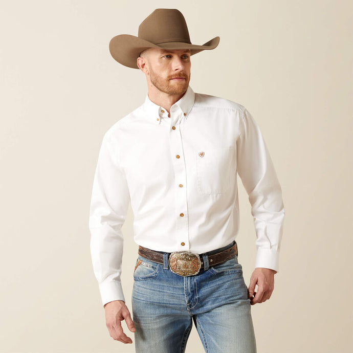 Ariat Mens Solid Twill Core Classic Long Sleeve  Button Down Dress Shirt