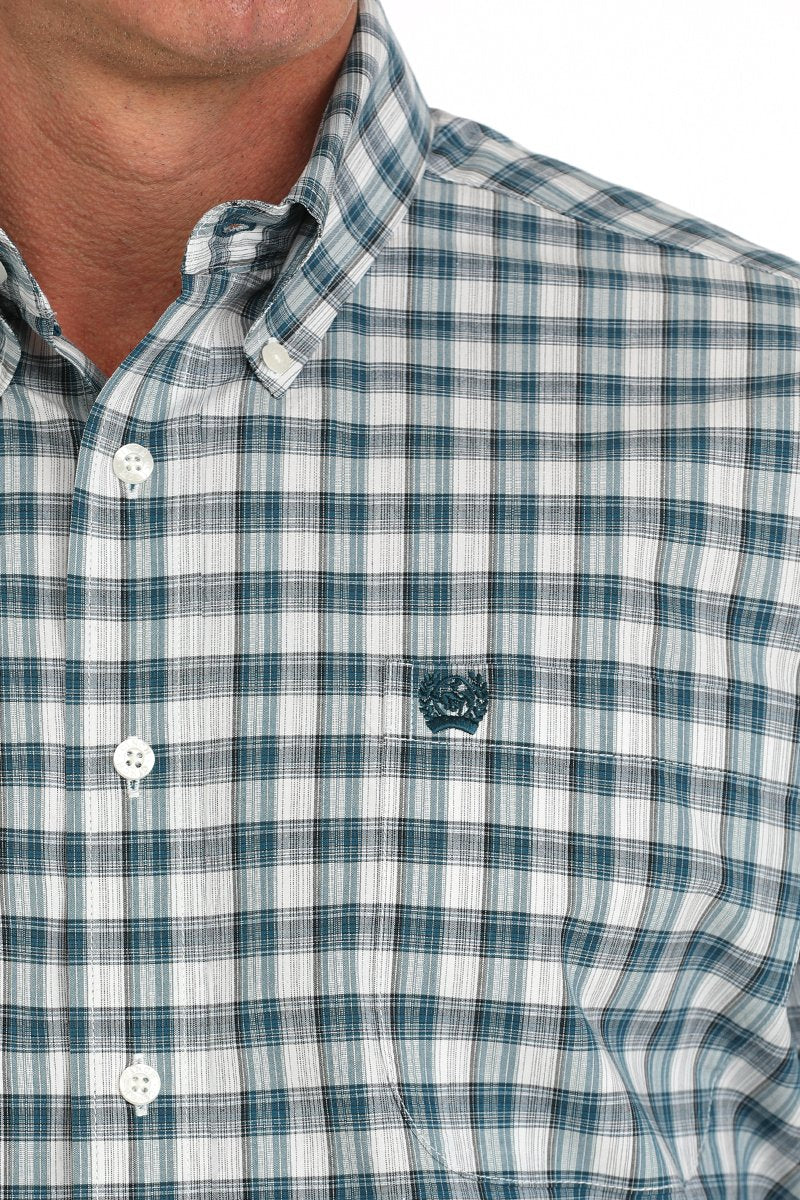 Cinch Men's Short Sleeve Plaid Button Down Western Shirt - Cream