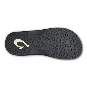 Olukai Mens Ohana Leather Waterproof Flip Flop Sandal  Black