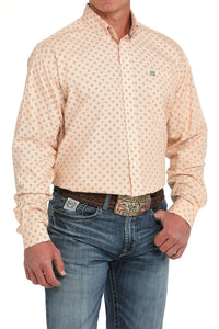Cinch Men's Geometric Print Button Down Western Shirt - Orange