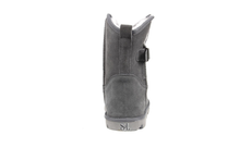 Load image into Gallery viewer, Superlamb Womens Argali Buckle Charcoal Short Sheepskin Boots