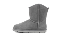 Load image into Gallery viewer, Superlamb Womens Argali Buckle Charcoal Short Sheepskin Boots